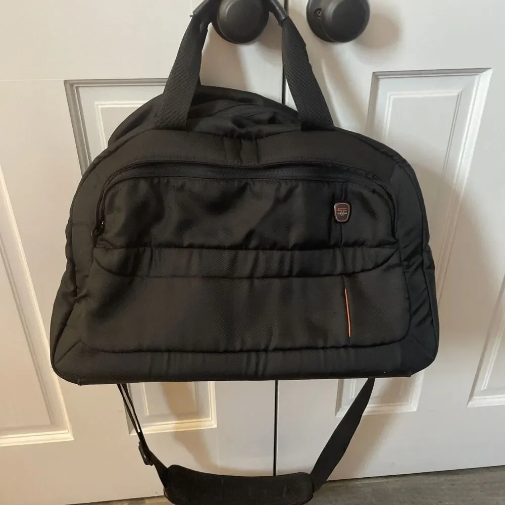 Tumi T-Tech Laptop Briefcase Messenger Bag Black Orange w/ Shoulder Strap